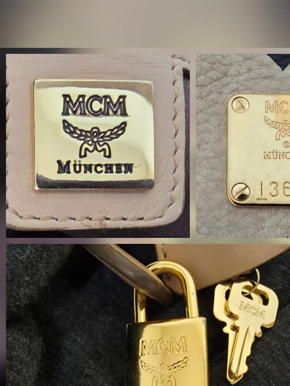 MCM Large Hobo Bag With Padlock And Keys And Authenticity Card